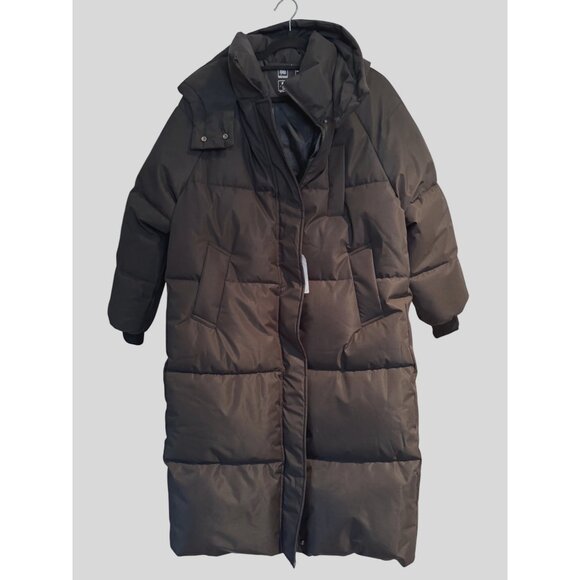 Puffit Coat Black NWT Size Large Long Puffer Jacket Thickened Winter Hooded Deep - Picture 3 of 13